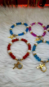 Crystal Bracelet with Crucifix & St.benedict pendant