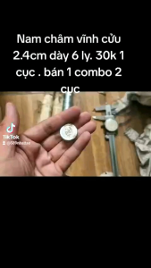 2 Nam châm vĩnh cửu từ neo cực mạnh 2.4cm dày 6ly. Giá 2 cái