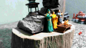 Bộ tượng Lưu Quan Công kết nghĩa huynh đệ phun kiện trang trí tiểu cảnh non bộ...( chất liệu poly+10%bột đá)