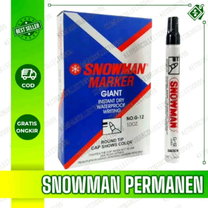 [12 pcs] Spidol Snowman Permanent Marker G-12 Warna Hitam