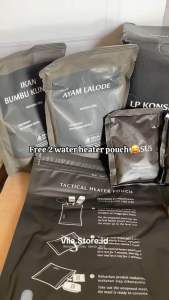 1 PAKET RANSUM KONSERVEN LAUK PAUK TNI + 2 WATER HEATER POUCH