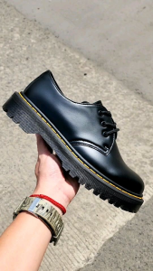 Sepatu Boots Docmar Low 1461 BEX Black Smooth Faux Leather