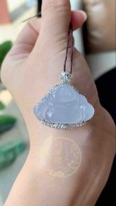 18K Icy Light Auroral Purple Jadeite Buddha 18K冰淡紫罗兰翡翠佛公