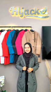 HIJACKET | Jaket Hijaber IXORA Premium Waterproof Jacket Parka Wanita Muslimah Parasut Tahan Air