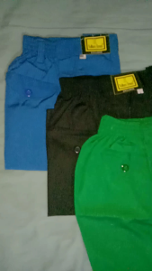 seragam sekolah celana pendek warna merah coklat putih dongker hitam hijau Benhur hijau abri