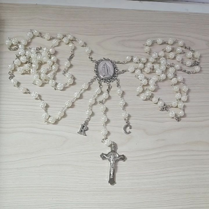 Intertwined Rosary (Rose beads) Inspired Wedding cord with initials