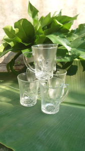 6pcs Gelas Kopi Bahan Kaca Motif Bunga/Gelas Kopi Susu/Cangkir Mewah