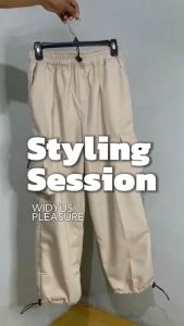 Cargo Loose Pants Panjang Pria Highwaist Tali Serut Katun Japan Drill Baggy Pants Cowok