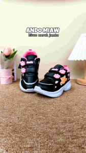 Sepatu Ando Miaw Velcro Perekat Hitam Merah Jambu Black Pink Fuchsia