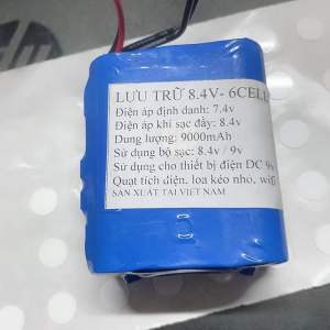 Pin 6 cell 7.4v 9000mAh - Pin quạt tích điện - Pin loa kéo nhỏ.