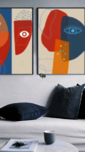 Lukisan Tangan Aesthetic Kanvas 2 Pcs - Future Art Painting