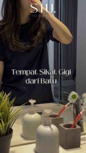Terra Diatomite Square Toothbrush Holder - Tempat Cup Gelas Tirisan Sikat Gigi Super Cepat Kering