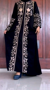 Abaya Turkey Terbaru Hitam Jetblack Premium Bordir Komputer