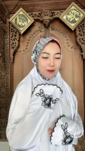 Mukena Terusan Dewasa Bordir Kain Katun Grade A Mukena Lajuran / Lajur