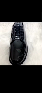 Shuta Shoes Security Guard Shoes For Men Black Glossy Lace-Up Sneakers
