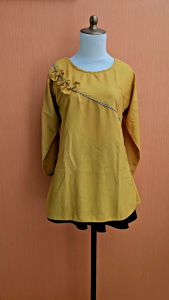 atasan tunik wanita kuning mustard M cewek blouse santai