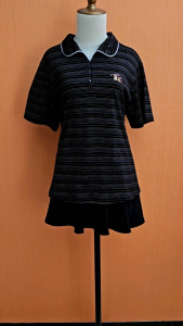 atasan kaos berkerah wanita hitam garus DOG WONDER LAND cewek XL XXL blouse lengan pendek