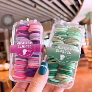 [1 Kotak]  Ikat Rambut Anak Warna Warni | 1 Kotak Ikatan Rambut Gaya Korea | Kunciran Rambut Model Polos | Ikat Rambut Elastis