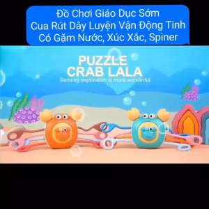 Cua Rút Dây- Đồ Chơi Giáo Dục Sớm Cho Bé Kèm Gặm Nướu Xúc Xắc Spinner. Cua Kéo Dây Luyện Vận Động Tinh Phát Triển Não Bộ Cho Trẻ