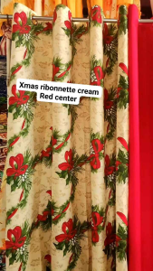 Christmas Ring Curtain 🎀 Ribbonette Cotton Makapal Tela 3pcs In1Set (katminmin)