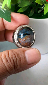 cincin batu bacan motif kembang realpic