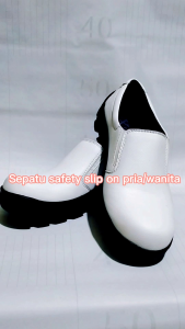 sepatu safety slipon putih/safety sorong sepatu kerja laboratorium warna putih