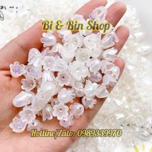 50 Cái Hoa Chuông Màu Ánh Cừ Làm Cài Tóc Cô Dâu Phụ Kiện Trâm Cài Cổ Trang - HPK503C