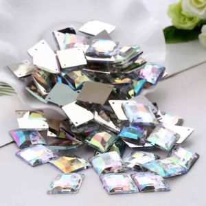 [A2] Đá Kết Vuông Ánh Cừ AB Đính Kết Trang Phục Thời Trang Làm Phụ Kiện Handmade