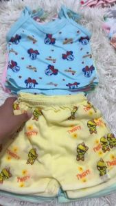 12pairs Colored Baby girl Terno Short Printed Assorted Design for Newborn baby 0-6months