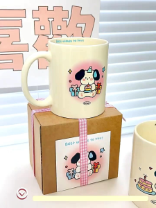 Ins Cute Puppy Coffee Cup Couple Ceramic Cup Large Capacity Mug Gift Box Packaging Gift Water Cup 小狗生日精美杯子 送礼