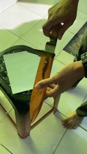 Pisau Daging Kayu Lengkeng Baja HSS Sepuh Pulltank Bilah 20cm