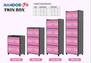 LEMARI PAKAIAN PLASTIK NAIBA NANDOS TWINBOX FIT SUSUN 2 KODE 7552