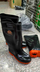 บู๊ต 898 บู๊ท ดำ พื้นยางดิบ สีส้ม สูง 14นิ้ว