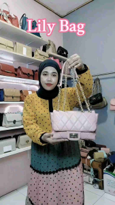 tas selempang wanita LILY tas bahu rantai slingbag korean style