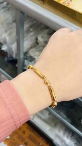 Gelang Titanium Rante Bambu Fashion Wanita Gold 24k Terbaru
