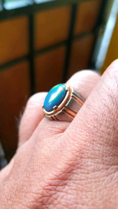 Cincin Perak Batu Kalimaya Black Opal Natural 100%