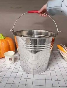 ถังน้ำ ถังน้ำสแตนเลส ใบใหญ่ มีหูหิ้ว ขนาด30/32/34/36cm ถังหูหิ้ว ใช้ใส่น้ำ ล้างผักผลไม้ ใช้ล้างทำความสะอาดถ้วยชาม อเนกประสงค์