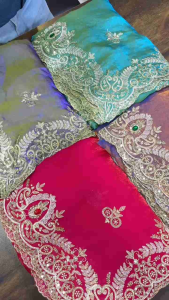 Soft Space Georgette Saree with Mirror work in Border