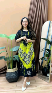 Daster Kekinian Cap Malaman JUMBO Rayon Twill klok Daster Batik Pekalongan Latte Terbaru Busui Lengen Pendek