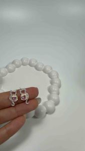 Claire&Kos - ต่างหูคริสตัลแมว หัวใจชมพู