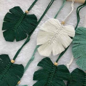 Hiasan dinding macrame daun leaf wall hanging large nuansa hijau
