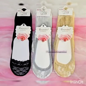 KAOS KAKI BROKAT BAWAH MATA KAKI / KAOS KAKI TELAPAK RENDA / KAOS KAKI INVISIBLE SOCKS / LACE SOCKS UNDER ANKLES / HE7846
