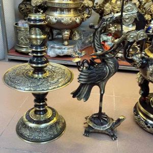 Ngũ sự đỉnh hạc nến cao 50cm bằng đồng nguyên chất nặng cả bộ 205kg