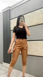 celana wanita 7/8 cargo tali kepang terbaru kekinian JUMBO