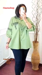 ATASAN KEMEJA BORDIR POCKET FLOWER TOP KATUN POPLIN IMPOR MODEL TERBARU MUAT DARI 40 KG - 80 KG