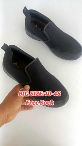 Vinstar Extra Large Men Slip OnSport Shoes Black Trainer Hiking Kasut Man=9088