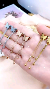 Anting Titanium Tusuk Kupu-Kupu Jurai Panjang Perhiasan Wanita Awet Anti Karat Xpid1231