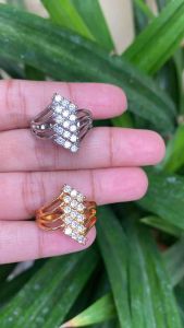 CINCIN TITANIUM GARIS MIRING FULL PERMATA MEWAH ELEGANT BERKILAU LAPIS GOLD CINCIN IMPORT MODEL TERBARU 2024 ANTI LUNTUR BISA BAYAR DI RUMAH