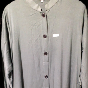 Gamis Muslim Bahan Katun Twill Full Kancing Polos