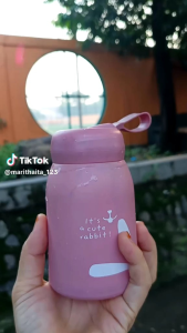 Botol Minum Kelinci Rabbit Botol Kaca 340ml + Box (Free Gantungan Labubu) Botol Minum Viral Cantik Terlaris Bisa cod Murah Berkualitas Terbaik